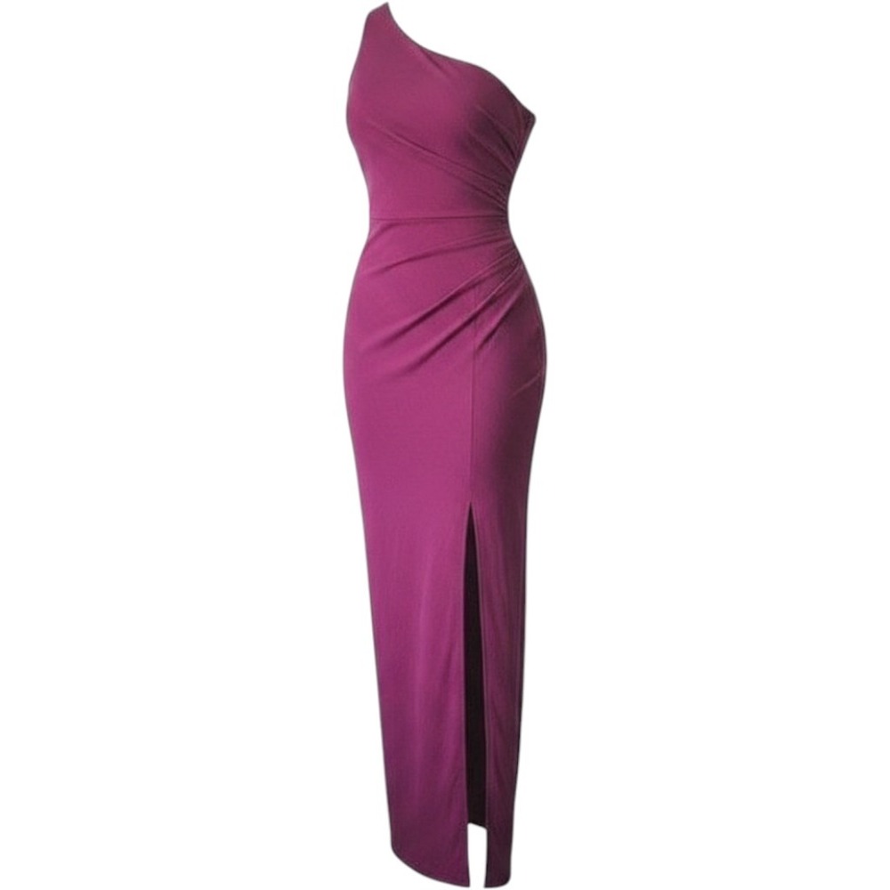 Lulus Long Formal One Shoulder Sleek Party Event Dress Magenta‎ Size XL NWT